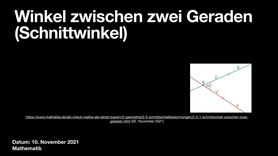 Präsentation über Winkel zwischen zwei Geraden 