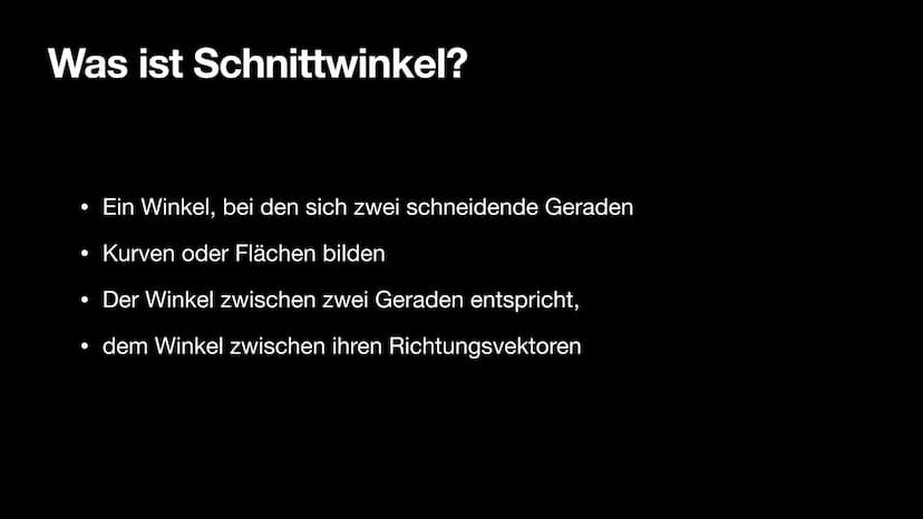 Winkel zwischen zwei Geraden
(Schnittwinkel)
U
Datum: 10. November 2021
Mathematik
S
https://www.mathelike.de/abi-check-mathe-abi-skript-bay
