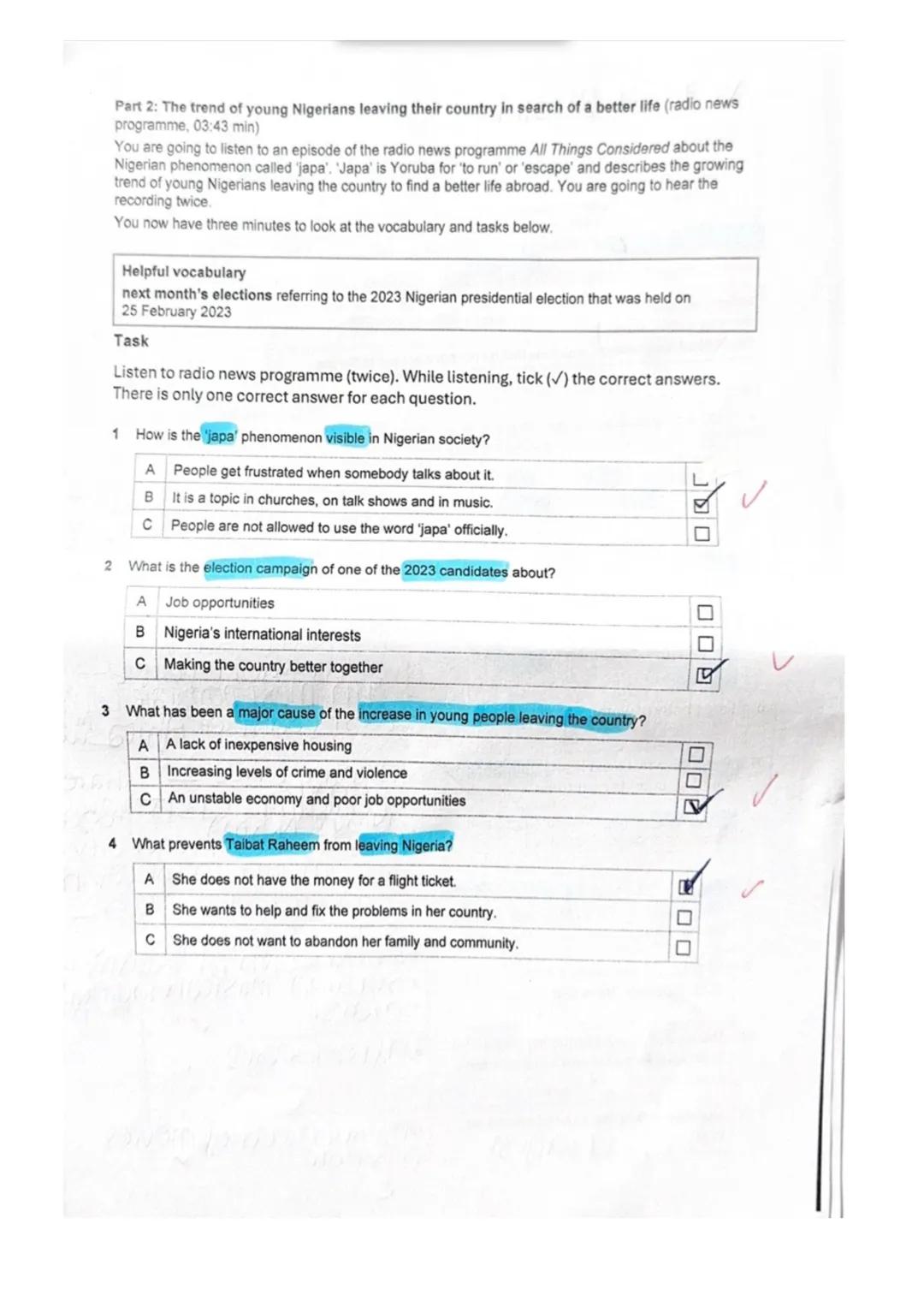 Part A: Reading and Writing
The following extract follows Idowu, a young Lagosian lured away from school one day by Augustine,
a fellow stud