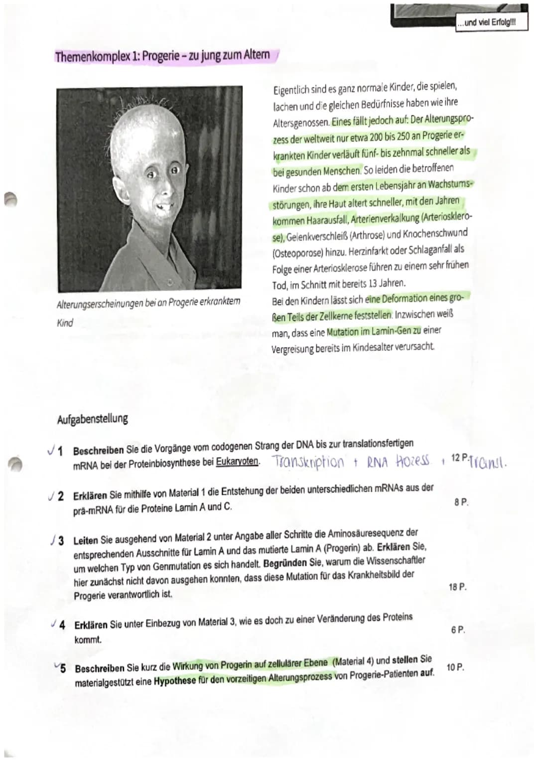 Themenkomplex 1: Progerie - zu jung zum Altern
Alterungserscheinungen bei an Progerie erkranktem
Kind
Eigentlich sind es ganz normale Kinder