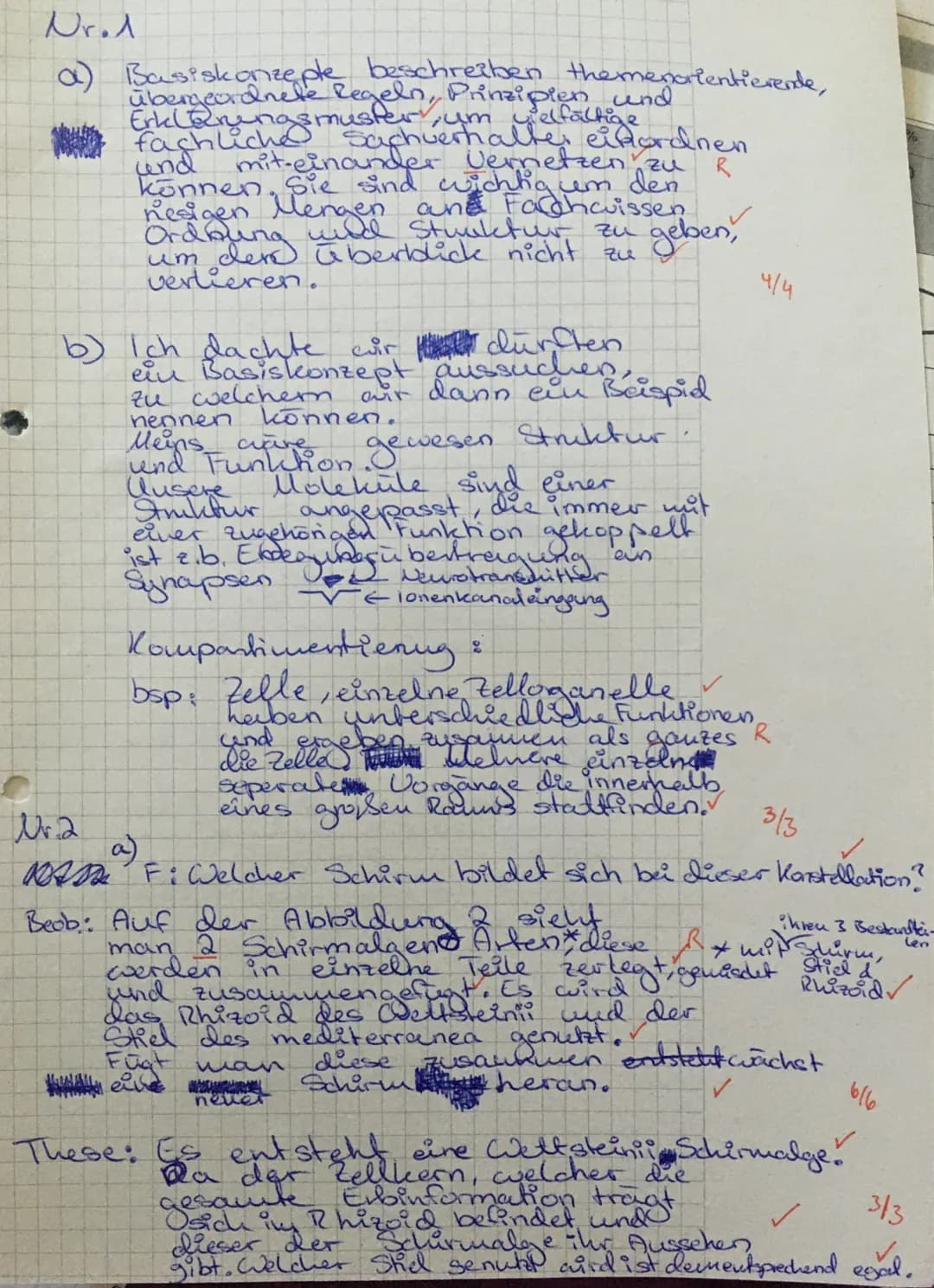 Aufgabe 1- Basiskonzepte
Schirm
Kompartimen-
tierung
Stiel-
Reproduktion
Rhizoid
mit
Zellkern-
OFC
Schirm-
웃
Stiel
Rhizoid
mit
Zellkern-
GD
