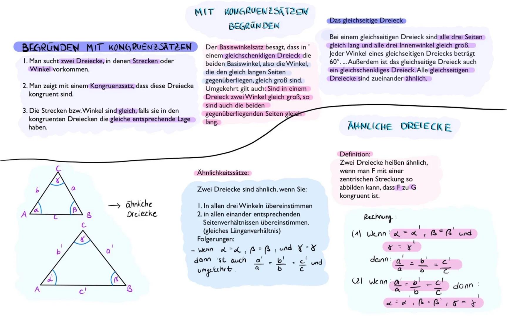 Zwei Orciecke sind kongruent und stimmen in allen einander
entsprechenden größen überein, wenn bei diesen Dreiecken
alle Seitenlängen überei