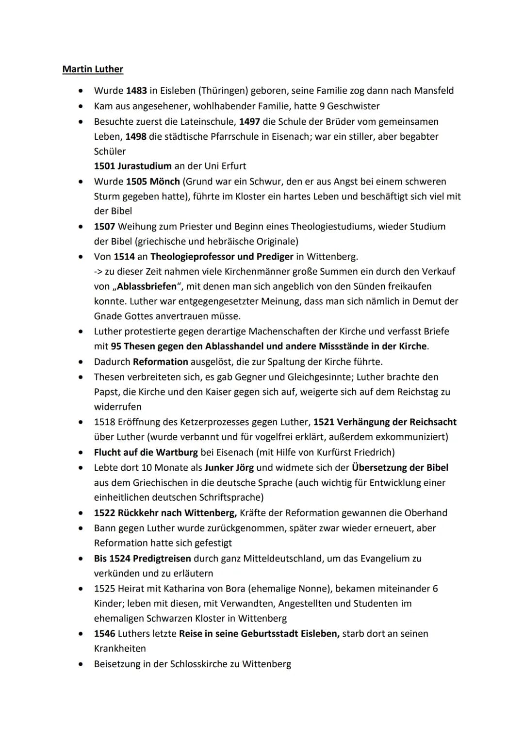 Martin Luther
Martin Luther wurde am 10. November 1483 in Eisleben als Martin ,,Luder"
geboren, seinen Nachnamen änderte er später.
Sein Vat