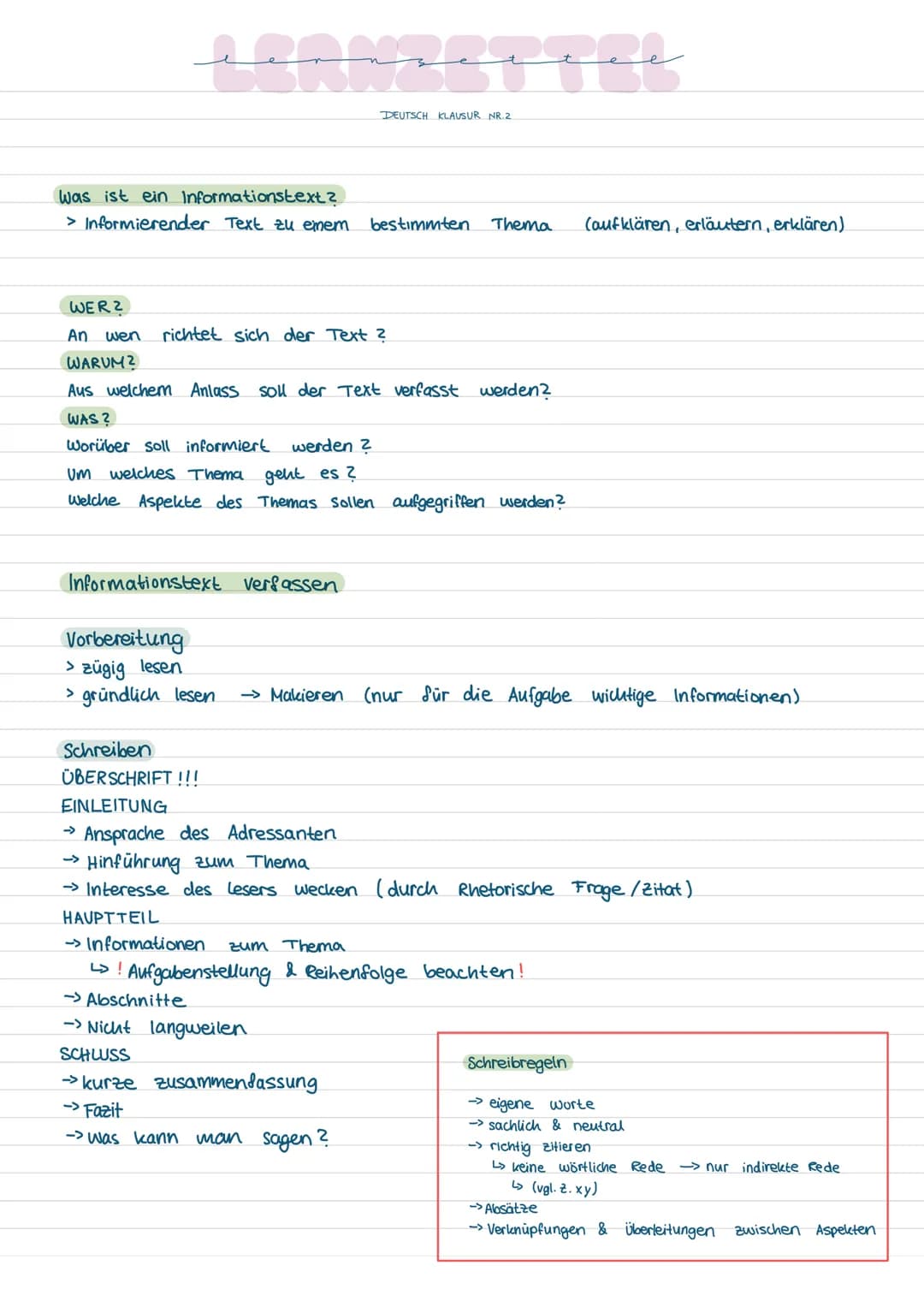 Formulierungshilfen
Um einen informierenden Text besonders leserfreundlich, also verständlich zu gestalten,
ist es wichtig, (logische) Verkn