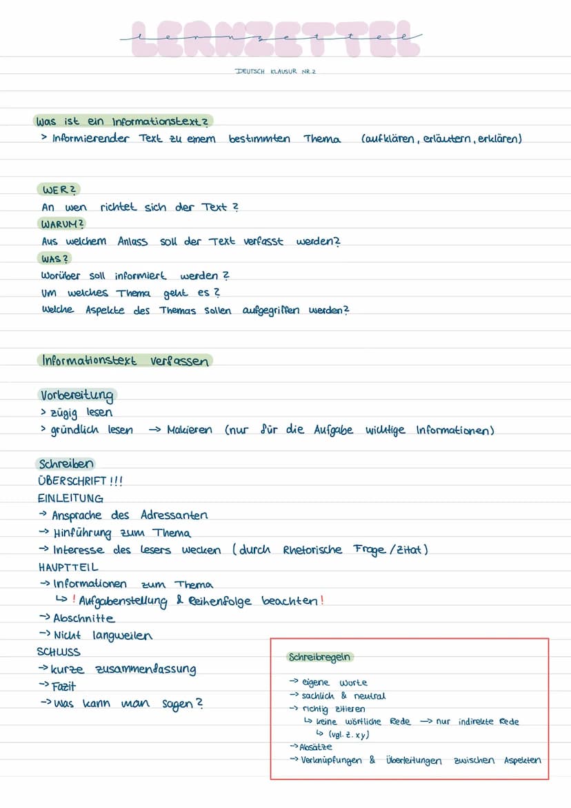 Formulierungshilfen
Um einen informierenden Text besonders leserfreundlich, also verständlich zu gestalten,
ist es wichtig, (logische) Verkn