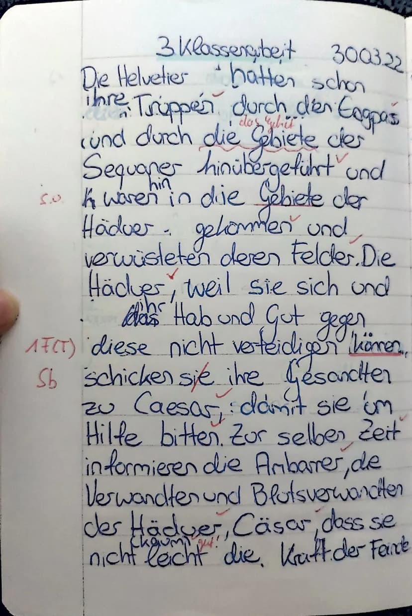 9
1
2
3
4
5
Klasse: 10
6
Name: Cosima
LATEIN-Klassenarbeit Nr. 3
Thema: Caesar - De bello Gallico
B: AUFGABEN:
LAD.
facile ab oppidis vim ho
