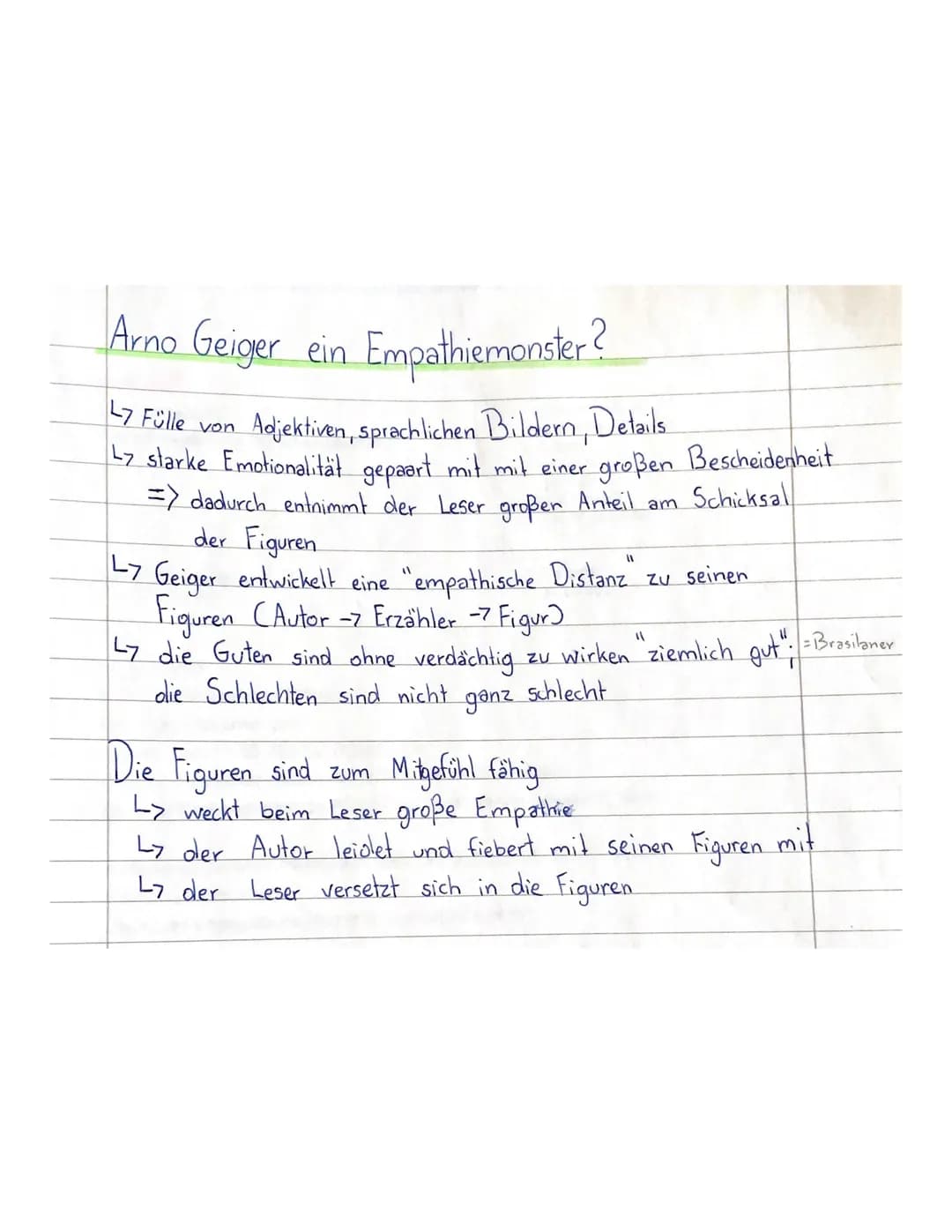 Arno Geiger ein Empathiemonster?
L7 Fülle von
Adjektiven, sprachlichen Bildern, Details
27 starke Emotionalität gepaart mit mit einer großen