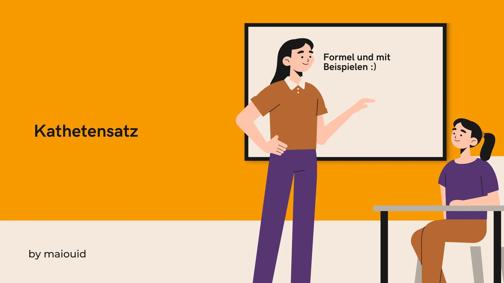 Kathetensatz
by maiouid
7
Formel und mit
Beispielen :) Kathetensatz
Längen a und b mit der Länge der
Hypotenuse und den durch die Höhe
getei