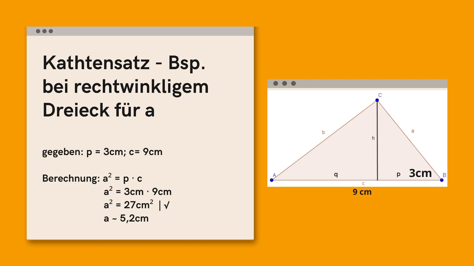 Kathetensatz
by maiouid
7
Formel und mit
Beispielen :) Kathetensatz
Längen a und b mit der Länge der
Hypotenuse und den durch die Höhe
getei