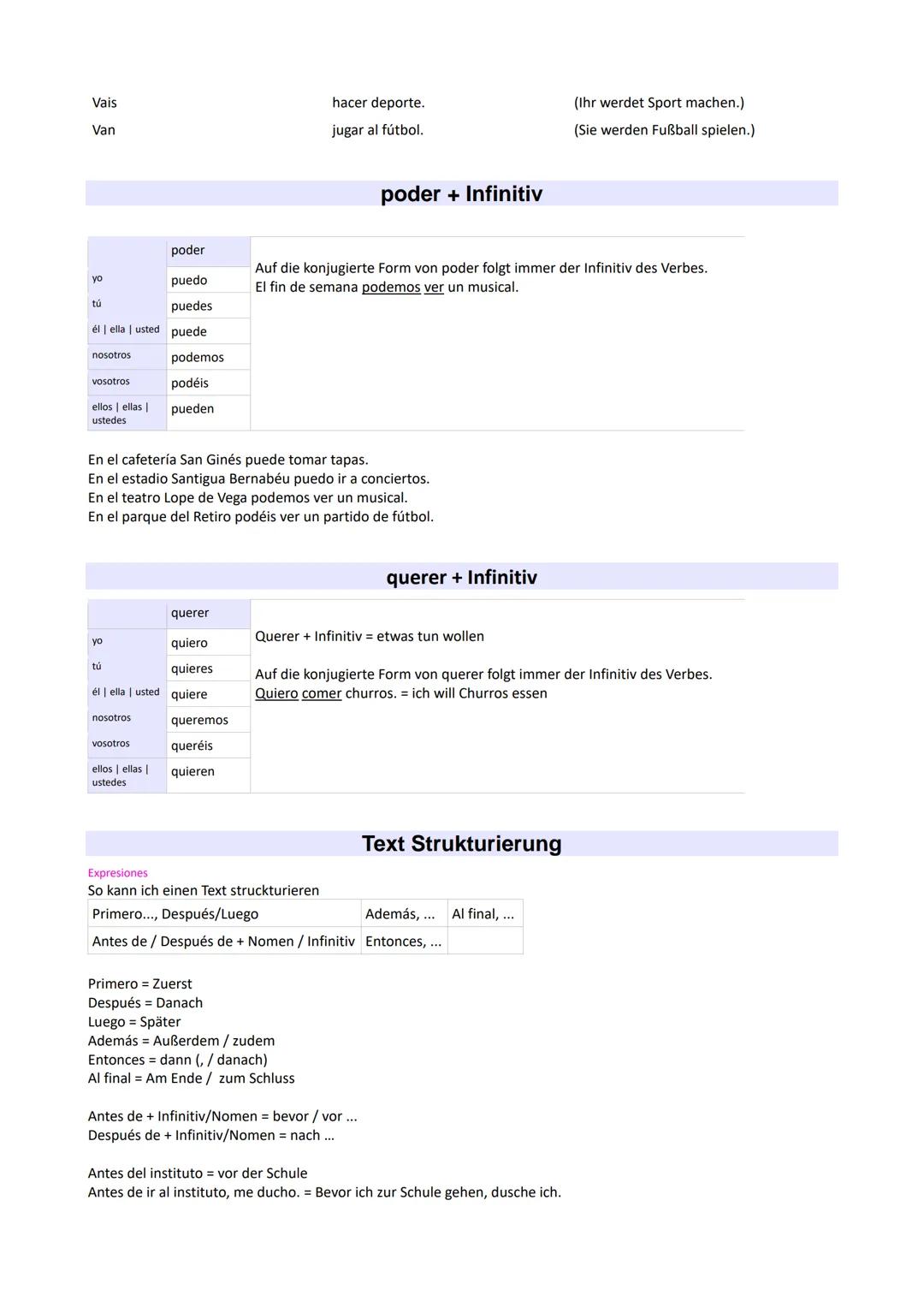 --- OCR Start ---
Spanisch Lernzettel Klausur 4 - Tagesablauf
THEMEN KLAUSUR
Leseverstehen üben (es wird ein sehr umfangreiches Leseverstehe