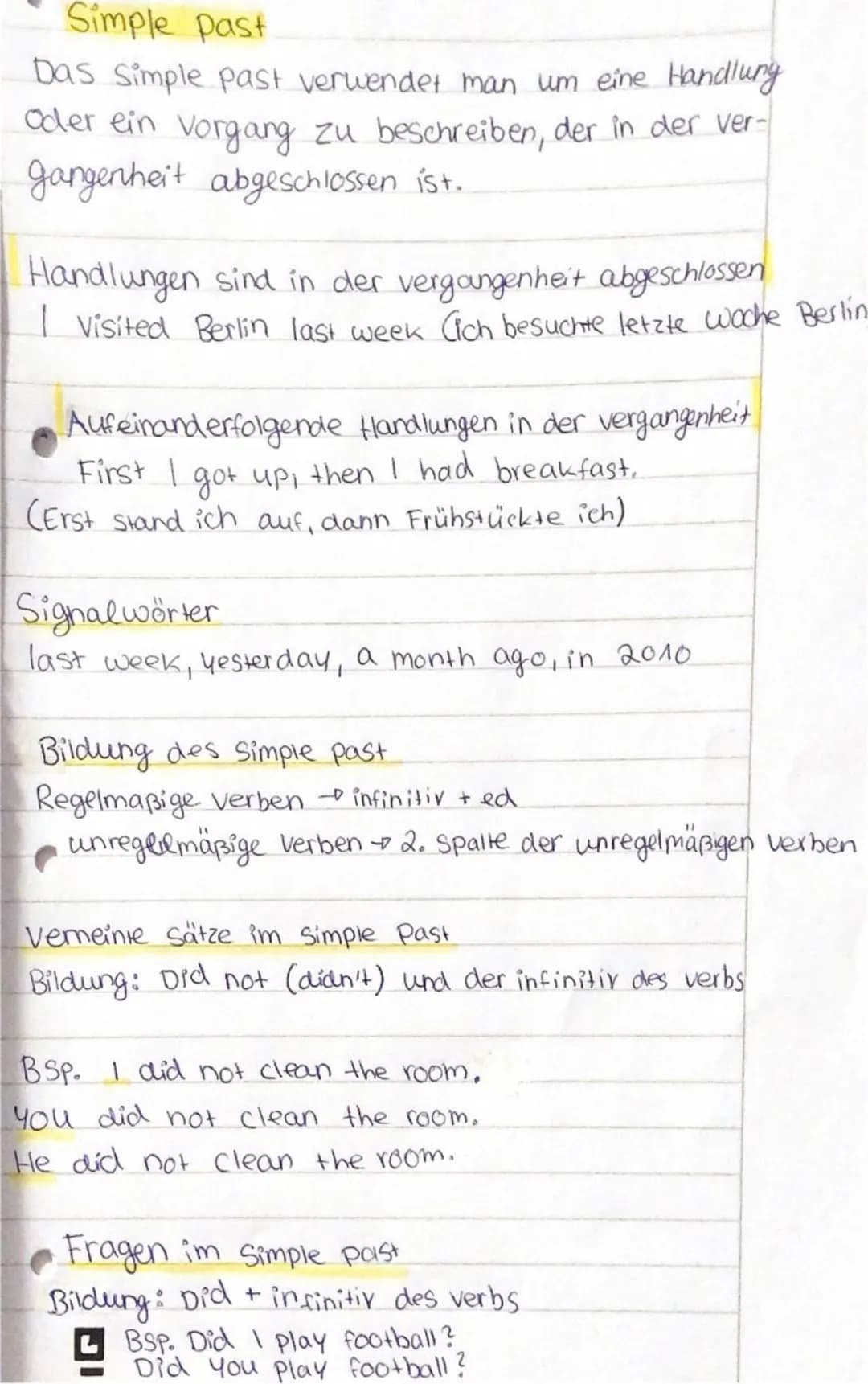 Simple past
Das Simple past verwendet man um eine Handlung
oder ein vorgang zu beschreiben, der in der ver-
gangenheit abgeschlossen ist.
Ha