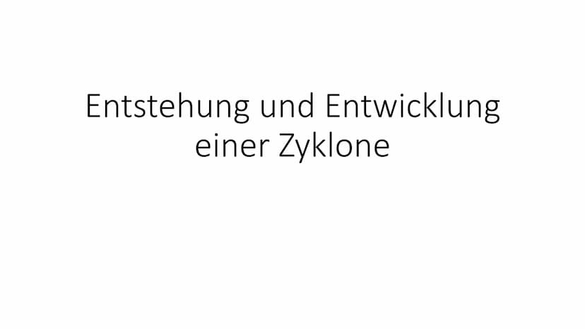  Entstehung und Entwicklung
einer Zyklone Definition: wanderndes Tiefdruckgebiet der gemäßigten Breiten
Entwicklung einer Zyklone
(1) Anfang