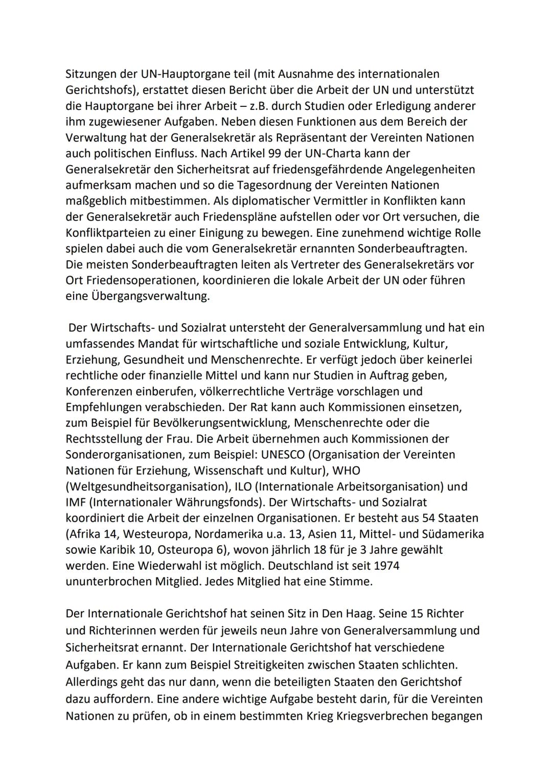 GRW Aufgaben
Nach Artikel 1 der Charta der Vereinten Nationen sind die Hauptaufgaben der
UNO: die Wahrung des Weltfriedens und der internati