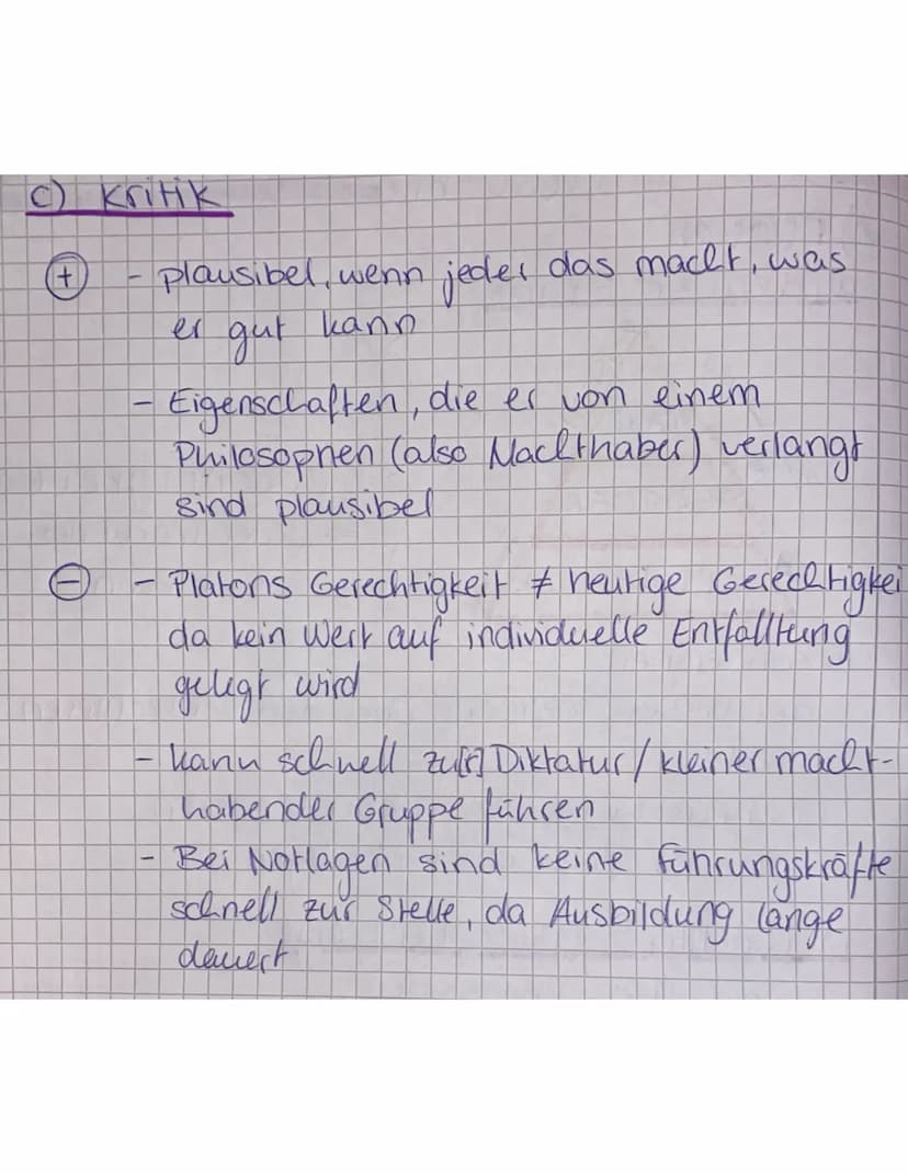 1) Platon
aidealer Staat
साप
Tapferkeit
weisheit
WACHTER
KRIEGER
HANDWERKER
Friebe
>= Gerechtigkeit
→ Jeder macht das
was er kann
Besonnenhe