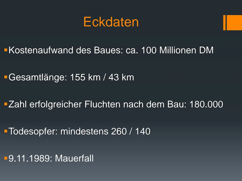 38
Mauerbau 1961
eine Präsentation von
Geschichte Q3 -
22.11.2021
Abbildung 1
Eckdaten
Gründe für den
Mauerbau
(Jahr des)
Mauerbau(s)
Reakti
