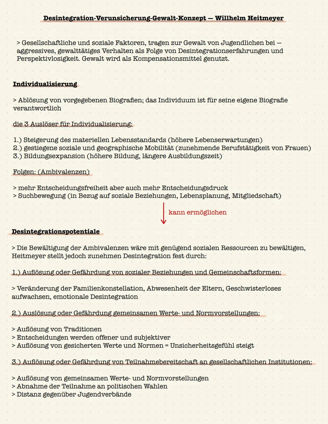 Desintegration-Verunsicherung-Gewalt-Konzept - Willhelm Heitmeyer
> Gesellschaftliche und soziale Faktoren, tragen zur Gewalt von Jugendlich