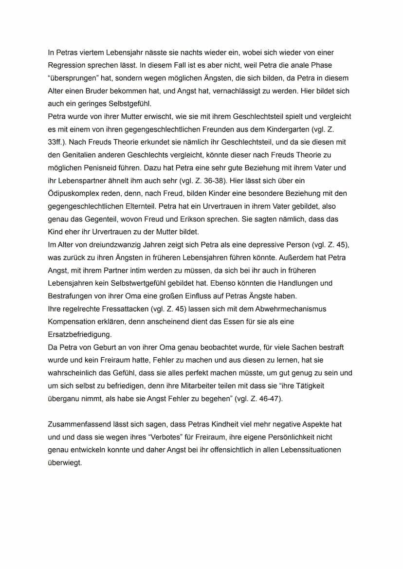 Aufgabe 1
Fallbeispiel "Petra"
In dem vorliegenden Fallbeispiel "Petra", der aus "Christa Meves:Erziehen lernen" im Jahr
1987 entnommen und 