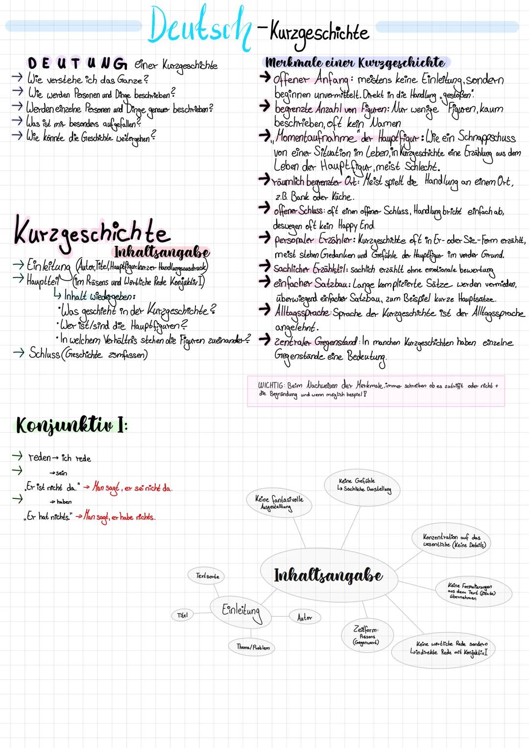 DEUTUNG einer Kurzgeschichte
→Wie verstehe ich das Ganze?
→ Wie werden Personen und Dinge beschrieben?
→ Werden einzelne Personen und Dinge 