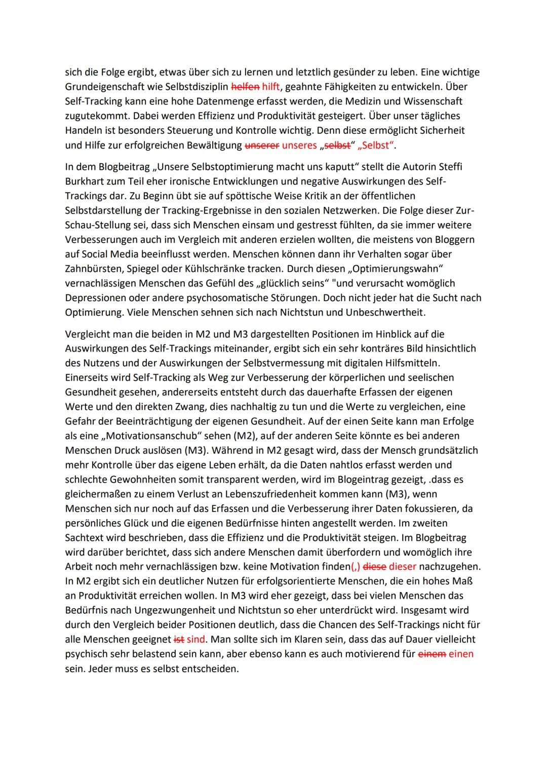 Textvergleich zum Thema Self-Tracking
Bei den vorliegenden Materialien handelt es sich zunächst um den Sachtext ,,Führt
Selbstvermessung zu 