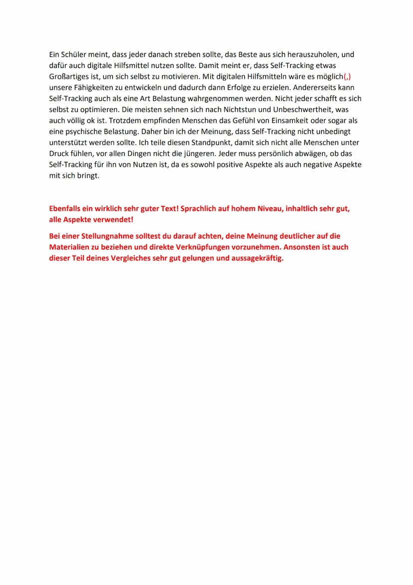 Textvergleich zum Thema Self-Tracking
Bei den vorliegenden Materialien handelt es sich zunächst um den Sachtext ,,Führt
Selbstvermessung zu 