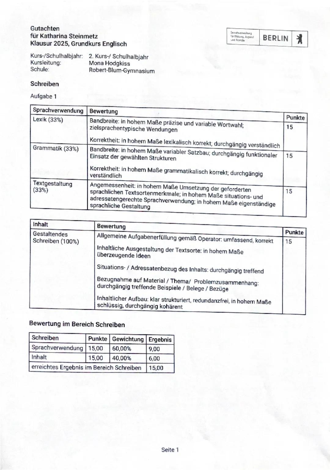 Cambridge Exam - Q2
M. Hodgkiss
17 March 2025
Zeitvorgabe: 90 Minuten
Hilfsmittel: keine
Student's name: Katharina Steinmitk
Points:
Part 1 