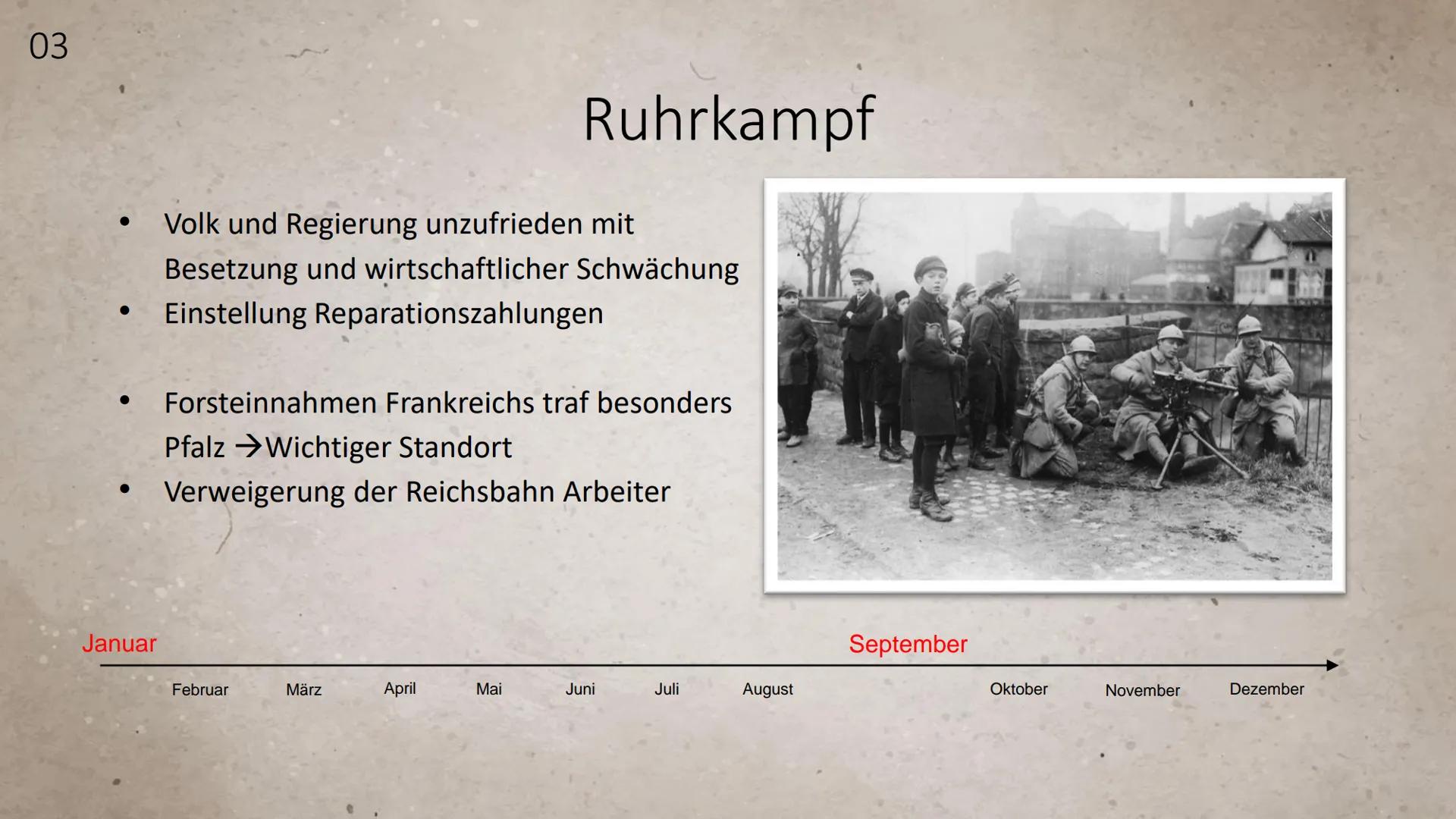 Krisenjahr 1923
江
FO Ausgangssituation
05
01
Notstand in
Bayern und
Hitler Putsch
06
Inhaltsverzeichnis
Deutscher
Oktober (Linke
Revolution)