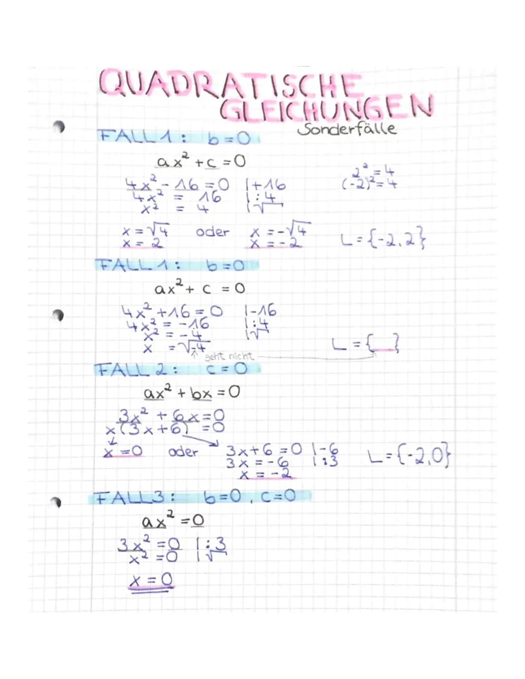 Quadratische Gleichungen 