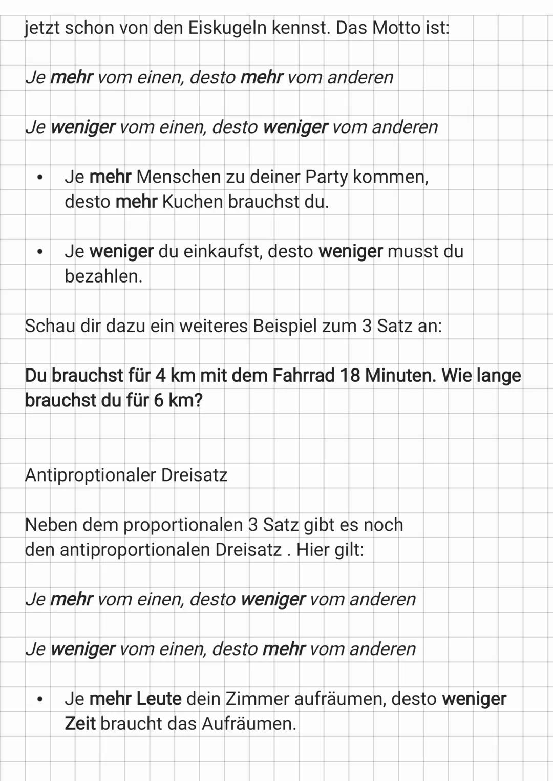 Wie rechnet man den
Dreisatz?
Mit dem Dreisatz kannst du
●
Mengen beim Backen berechnen,
Prozentsätze ermitteln oder
die Preise im Supermark