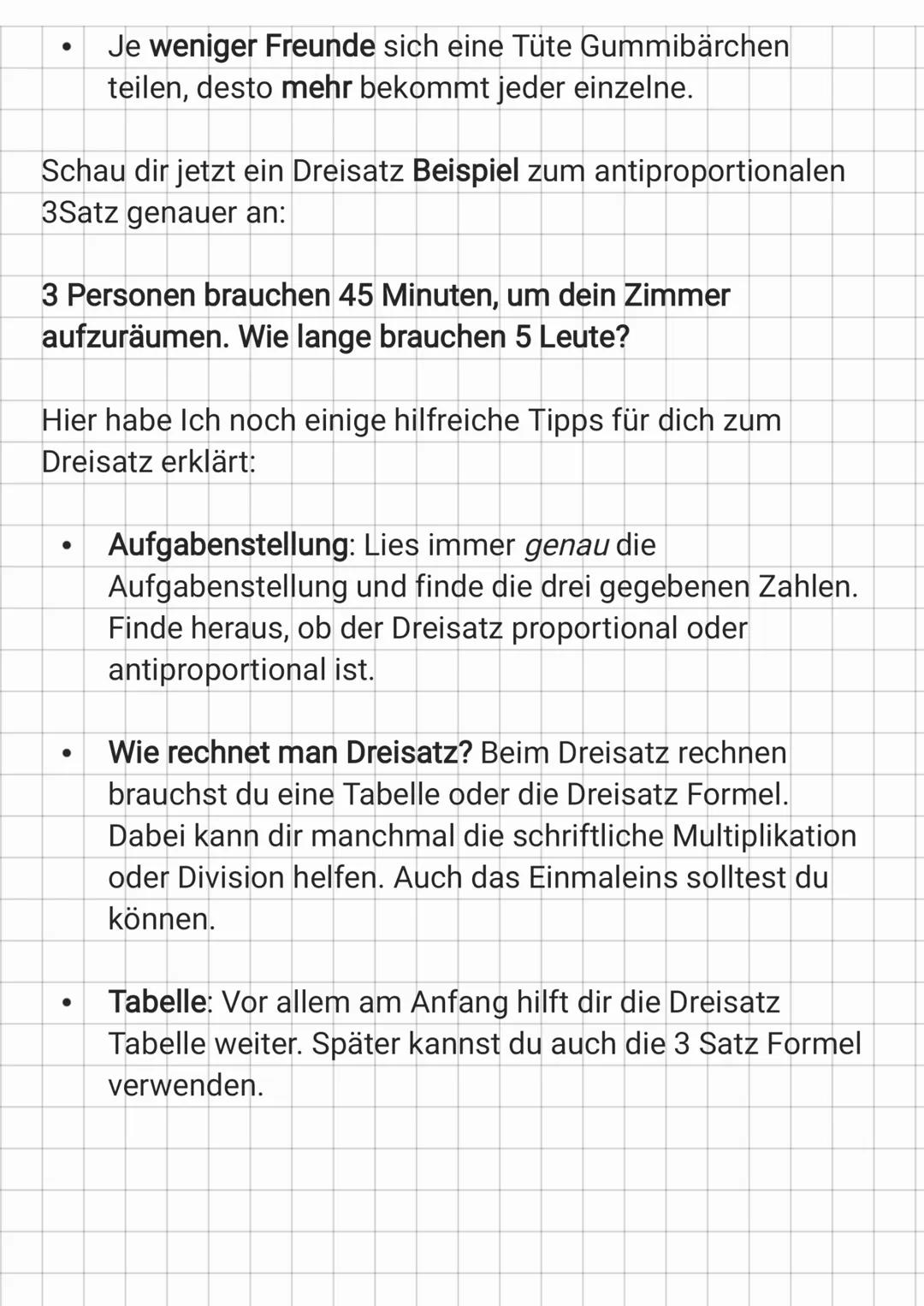 Wie rechnet man den
Dreisatz?
Mit dem Dreisatz kannst du
●
Mengen beim Backen berechnen,
Prozentsätze ermitteln oder
die Preise im Supermark