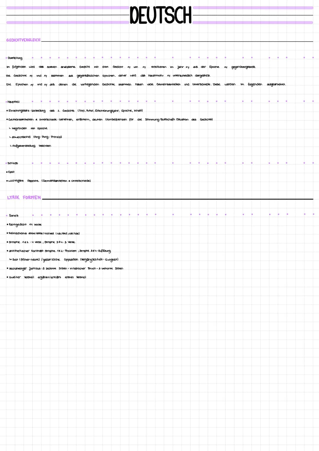 LYRIK ANALYSE
• Einleitung
• Einleitungssatz (Autor, Titel & Gattung, Entstehungszeit, Epoche)
• Formulierung des Themas (Sehnsucht, verlust