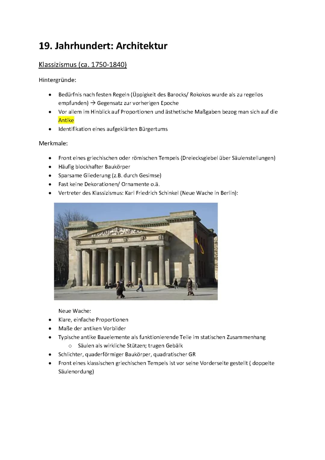 Klassizismus, Eklektizismus und Jugendstil: Architektur im 19. Jahrhundert