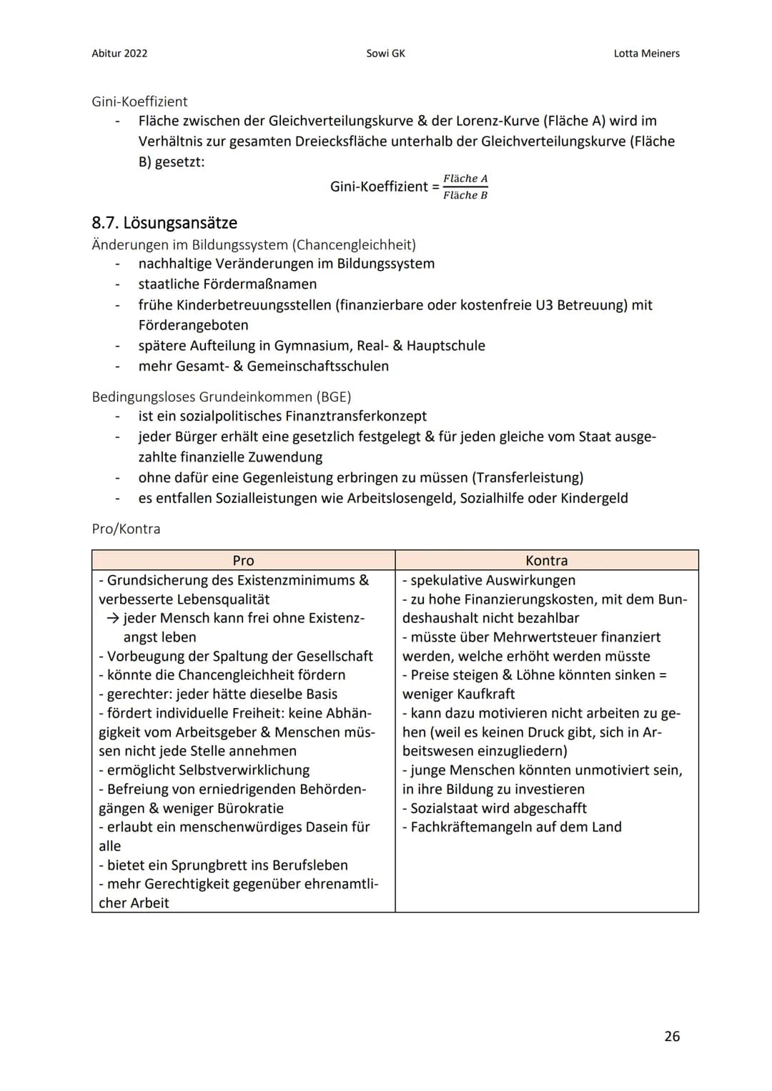Abitur 2022
Sowi GK
8. Soziale Ungleichheit & Armut
8.1. Definitionen von Armut
Absolute Armut
Personen laufen Gefahr aufgrund schlechter Le
