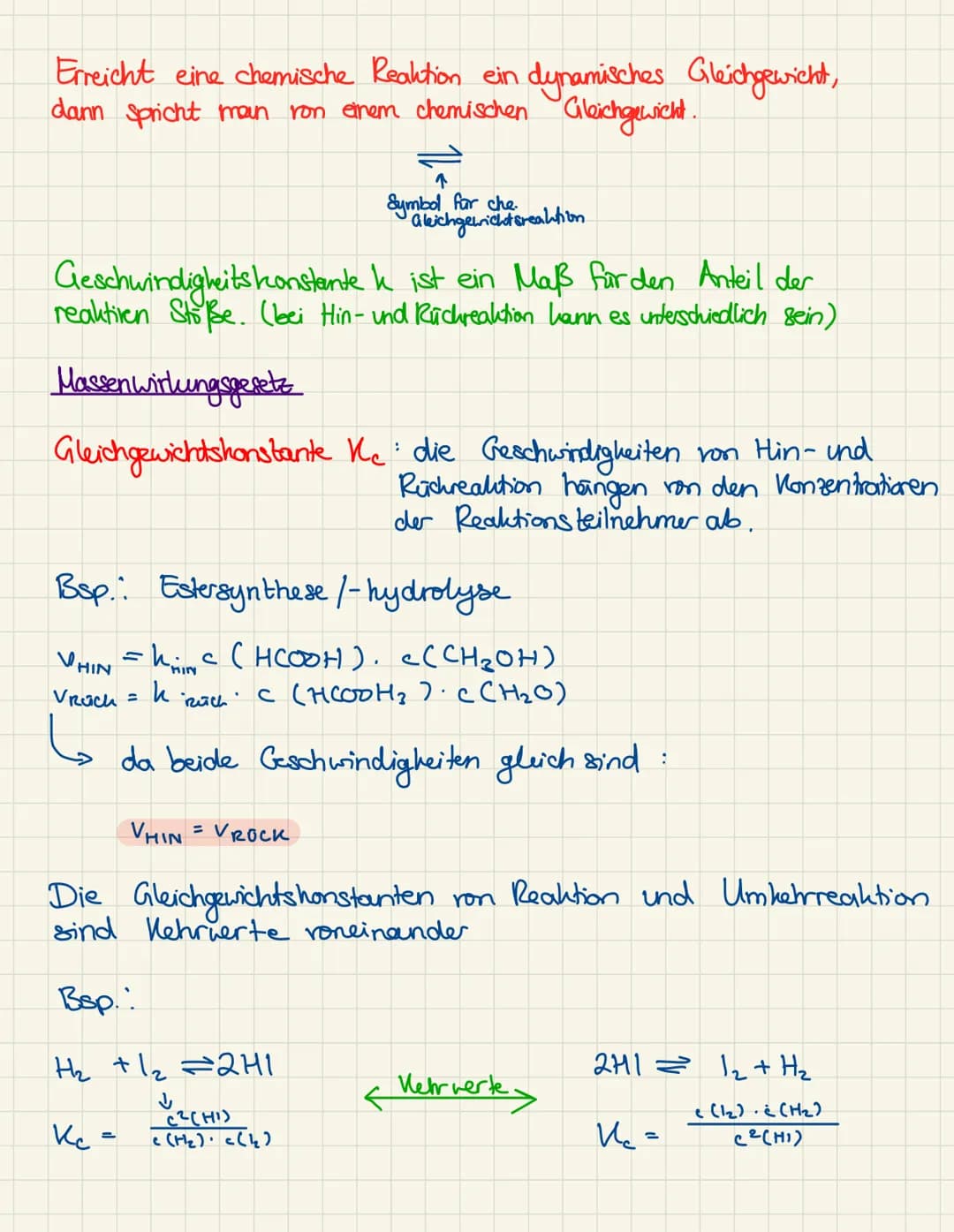 Gleichgewichtsreaktionen.
Hinrcalation
H₂ + 1₂2H1 Gleichgewichtspfeil
Rüchreaktion
Bei einer Gleichgewichtsreaktion liegen die Reaktionsgesc