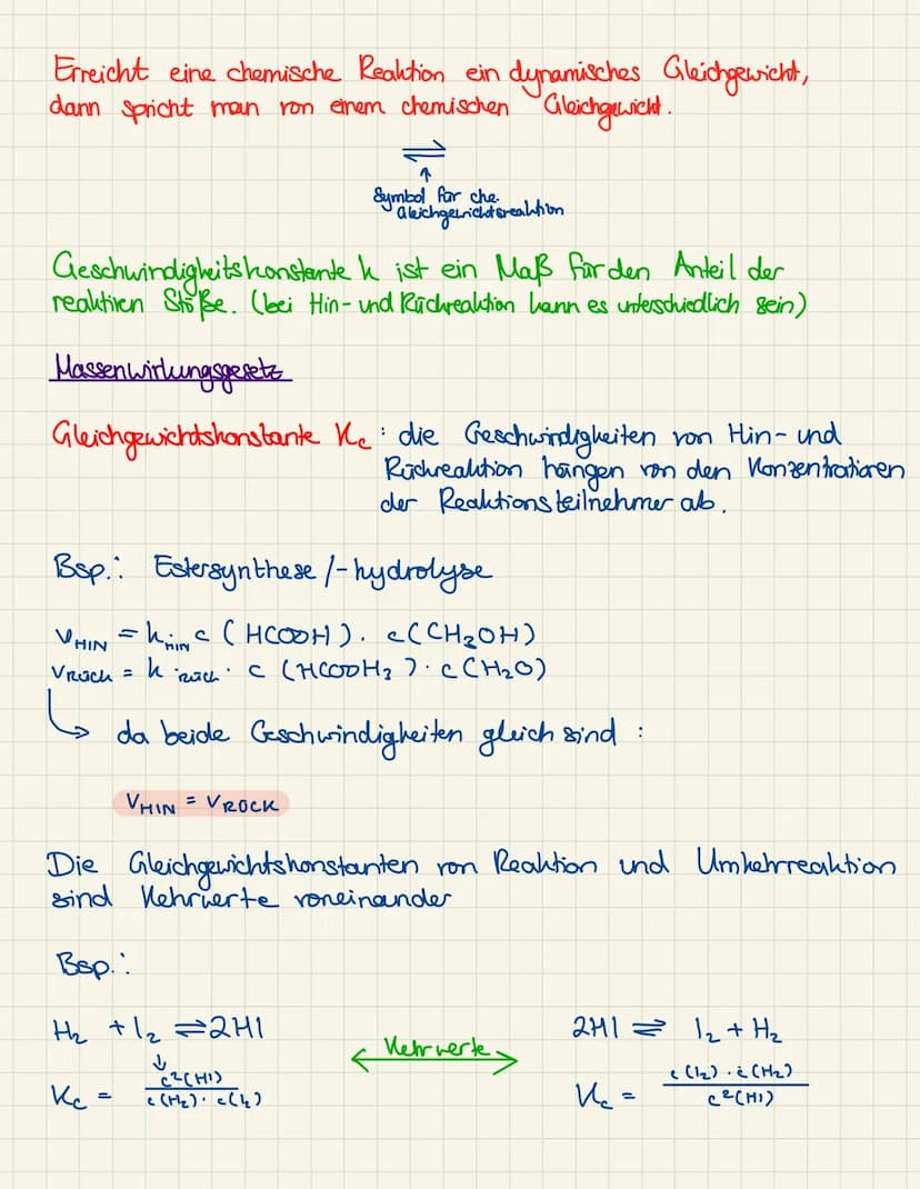 Gleichgewichtsreaktionen.
Hinrcalation
H₂ + 1₂2H1 Gleichgewichtspfeil
Rüchreaktion
Bei einer Gleichgewichtsreaktion liegen die Reaktionsgesc