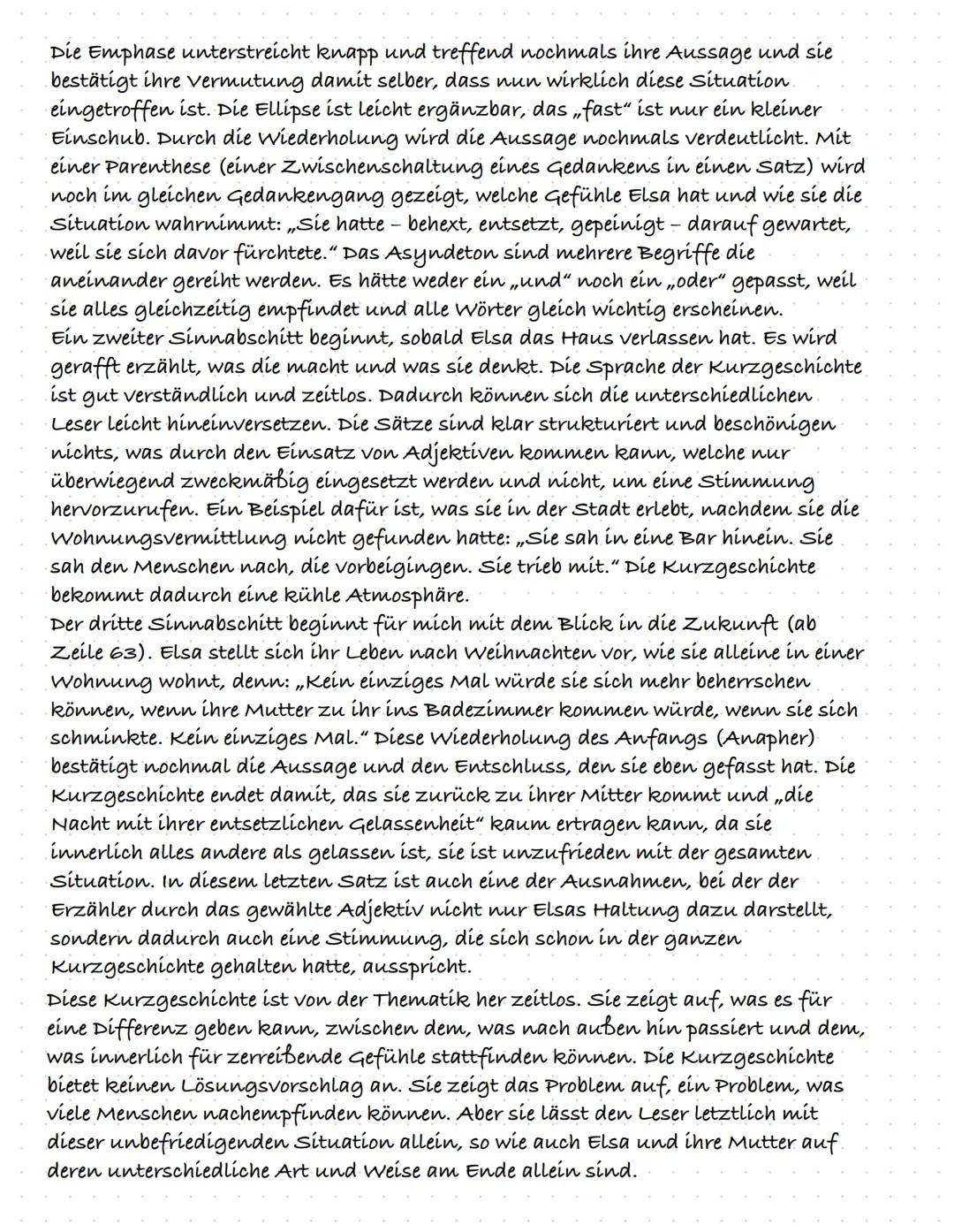 Analyse Augenblicke".
Jana-Sophie Löwen
Die Kurzgeschichte ,,Augenblicke" geschrieben von Walter Helmut Fritz, aus dem
Jahr 1964, handelt vo