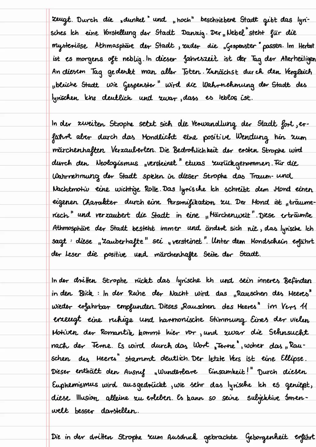 Gedichtsvergleich
Das Gedicht In Danzig" wurde von Joseph Eichendorff im Jahr 1824
veröffentlicht und wird dabei eine Stadt in der Nacht trä
