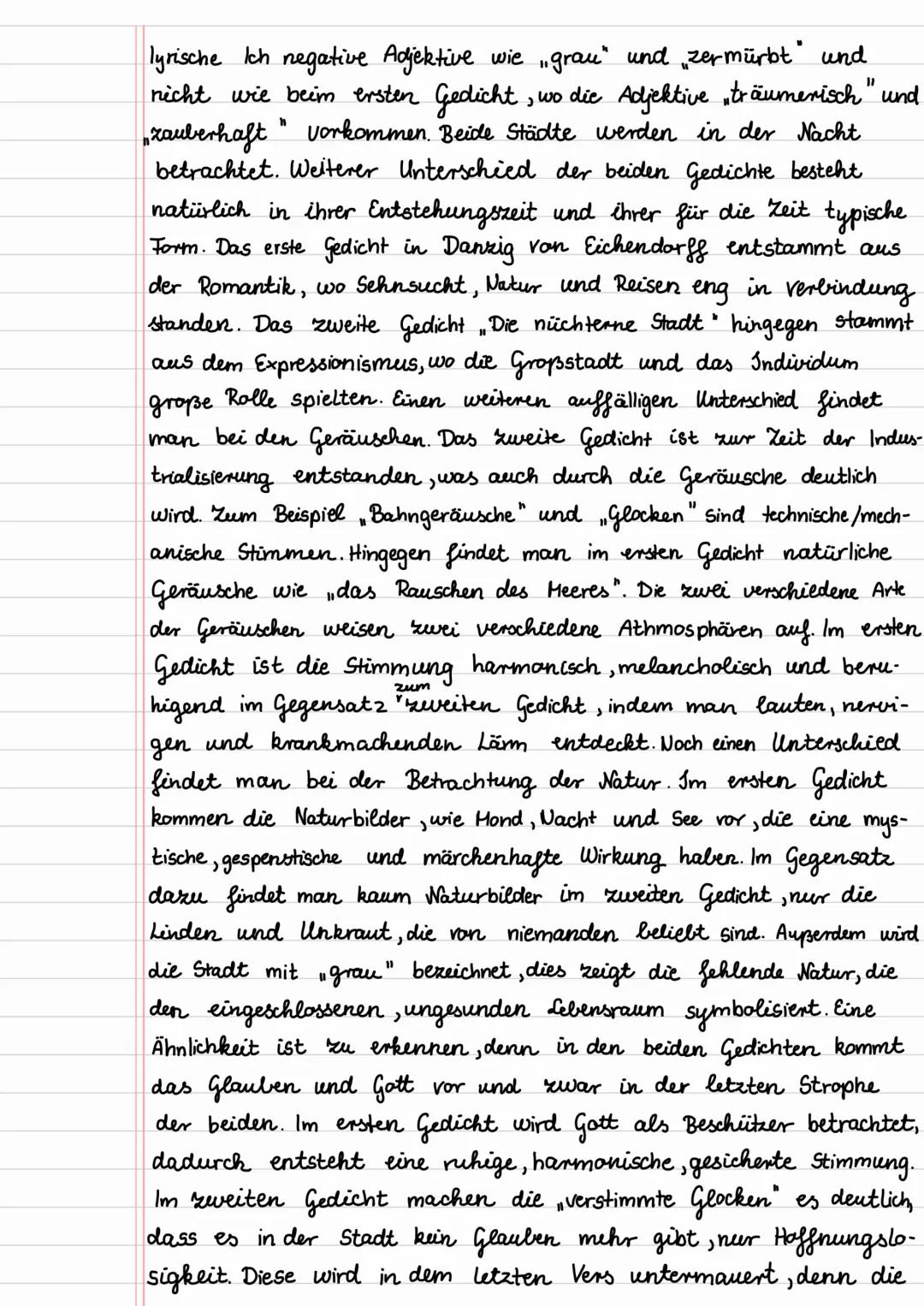 Gedichtsvergleich
Das Gedicht In Danzig" wurde von Joseph Eichendorff im Jahr 1824
veröffentlicht und wird dabei eine Stadt in der Nacht trä