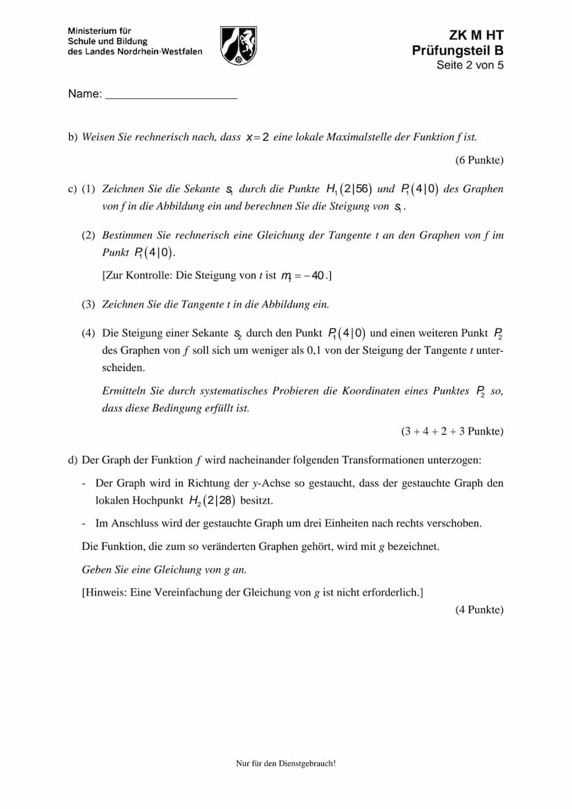Ministerium für
Schule und Bildung
des Landes Nordrhein-Westfalen
Name:
13
Zentrale Klausur am Ende der Einführungsphase
2018
Mathematik
Prü