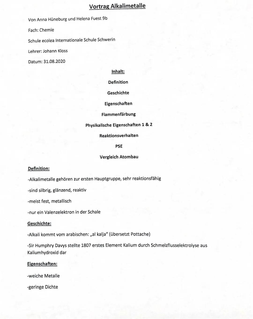 Alkalimetalle Eigenschaften & Reaktionen: Steckbrief und Flammenfärbung