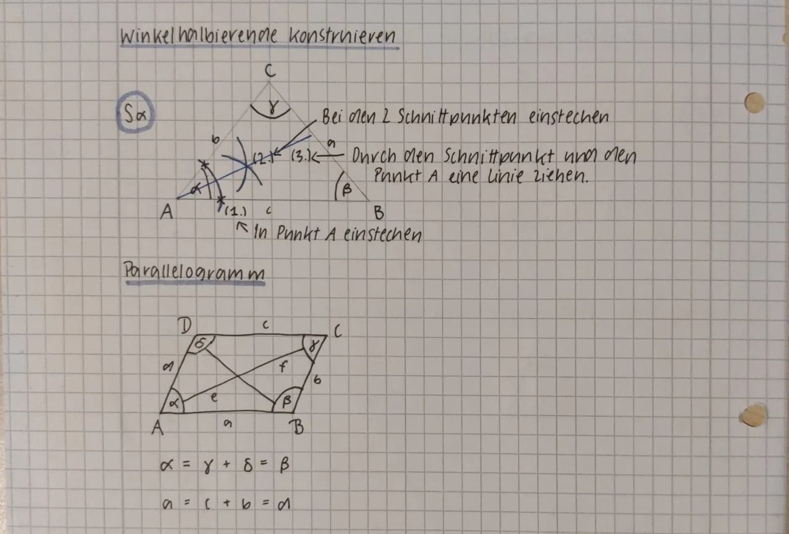 •
C
(
C
Dreieckskonstruktionen
SSS
WSW
C = 5cm
30°
50° A
C
a =
B
4 cm
3 cm
5.cm
= 5cm
=
B
Falls der Winkel an einer Seite
nicht anliegt: Win