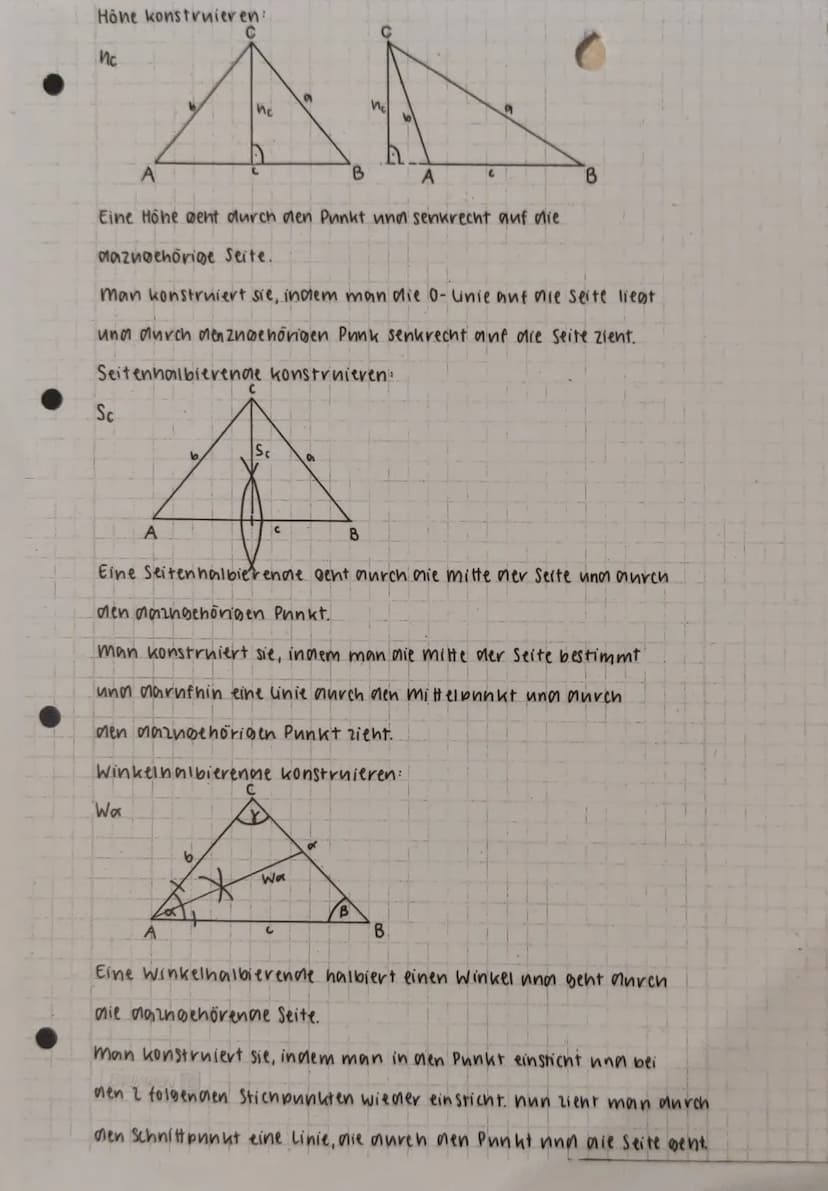•
C
(
C
Dreieckskonstruktionen
SSS
WSW
C = 5cm
30°
50° A
C
a =
B
4 cm
3 cm
5.cm
= 5cm
=
B
Falls der Winkel an einer Seite
nicht anliegt: Win