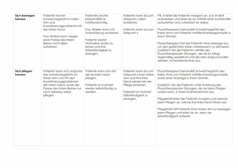 ABEDL
Kommunizieren
können
Essen und Trinken
können
Pflegeplanung
PFLEGEPROBLEM
Frau Wolken kann sich nicht
vollständig artikulieren.
Patien