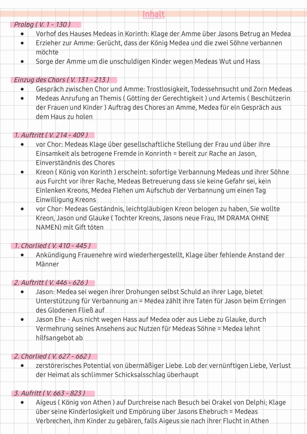 # Inhalt

Prolog (V. 1-130)

- Vorhof des Hauses Medeas in Korinth: Klage der Amme über Jasons Betrug an Medea
- Erzieher zur Amme: Gerücht,