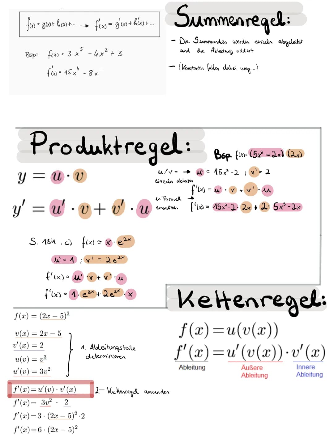 Ableitungsregeln
|fax=x² → f(x) = n
4
Bsp: f(x) = x²
f(x) = 4 x²
6-Arten:
Potenzregel:
Der vorhandene Exponent wird als:
- Faktor nach vorne