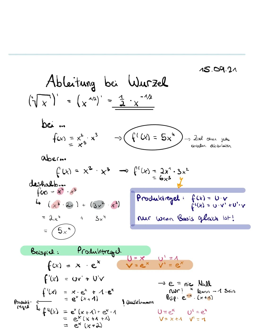Ableitungsregeln
|fax=x² → f(x) = n
4
Bsp: f(x) = x²
f(x) = 4 x²
6-Arten:
Potenzregel:
Der vorhandene Exponent wird als:
- Faktor nach vorne