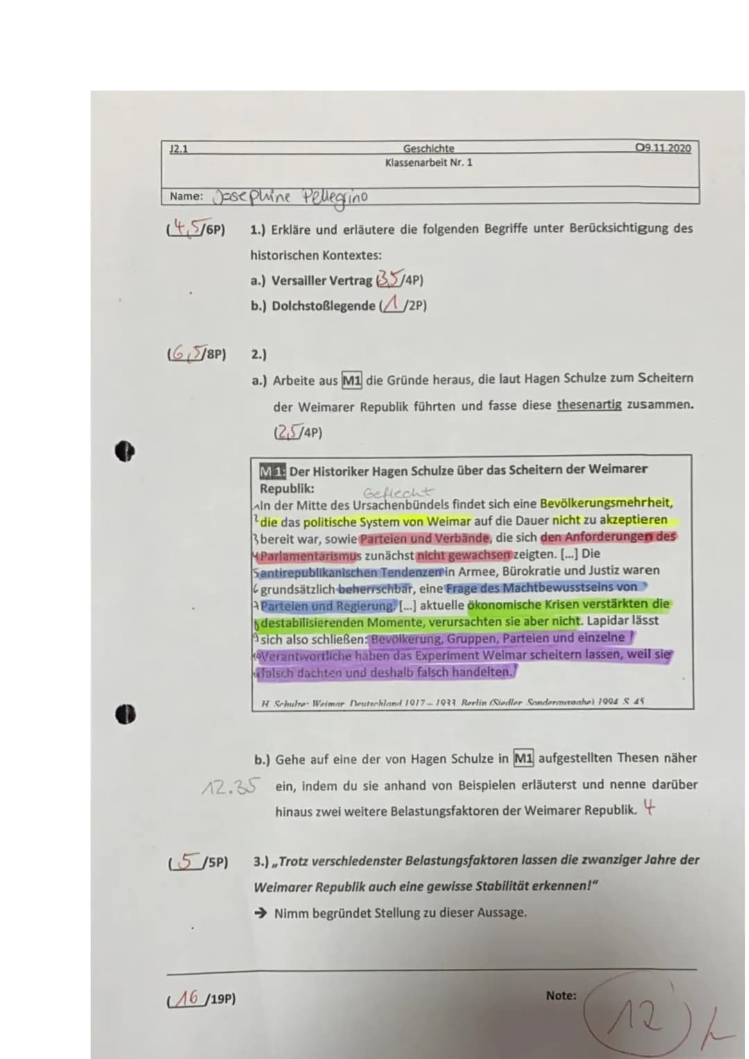 J2.1
(6/8P) 2.)
Name: Josephine Pellegrino
(4,5/6P) 1.) Erkläre und erläutere die folgenden Begriffe unter Berücksichtigung des
historischen