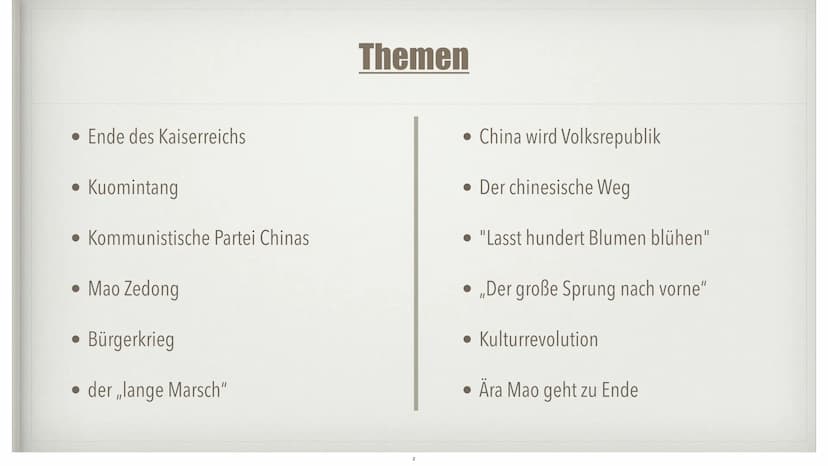 CHINA UNTER MAO
von Marisa Schnepel und Julia Brinkmann • Ende des Kaiserreichs
Kuomintang
• Kommunistische Partei Chinas
• Mao Zedong
Bürge