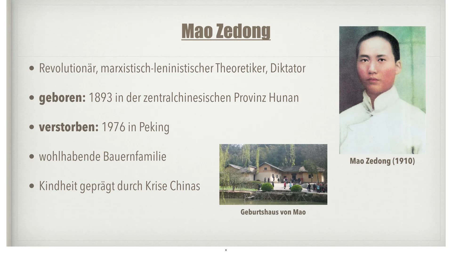 CHINA UNTER MAO
von Marisa Schnepel und Julia Brinkmann • Ende des Kaiserreichs
Kuomintang
• Kommunistische Partei Chinas
• Mao Zedong
Bürge