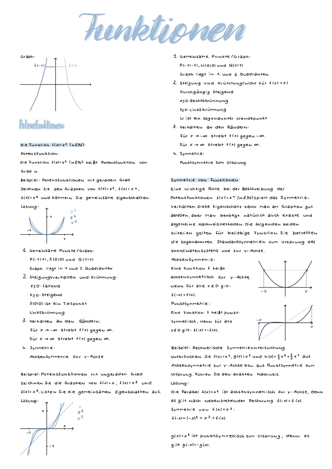 Die Normalparabel
Die einfachste aller quadratischen FUNKTIONEN ist die
Funktion mit der Gleichung
f(x)=x², D=R.
Ihr Graph wird Normalparabe