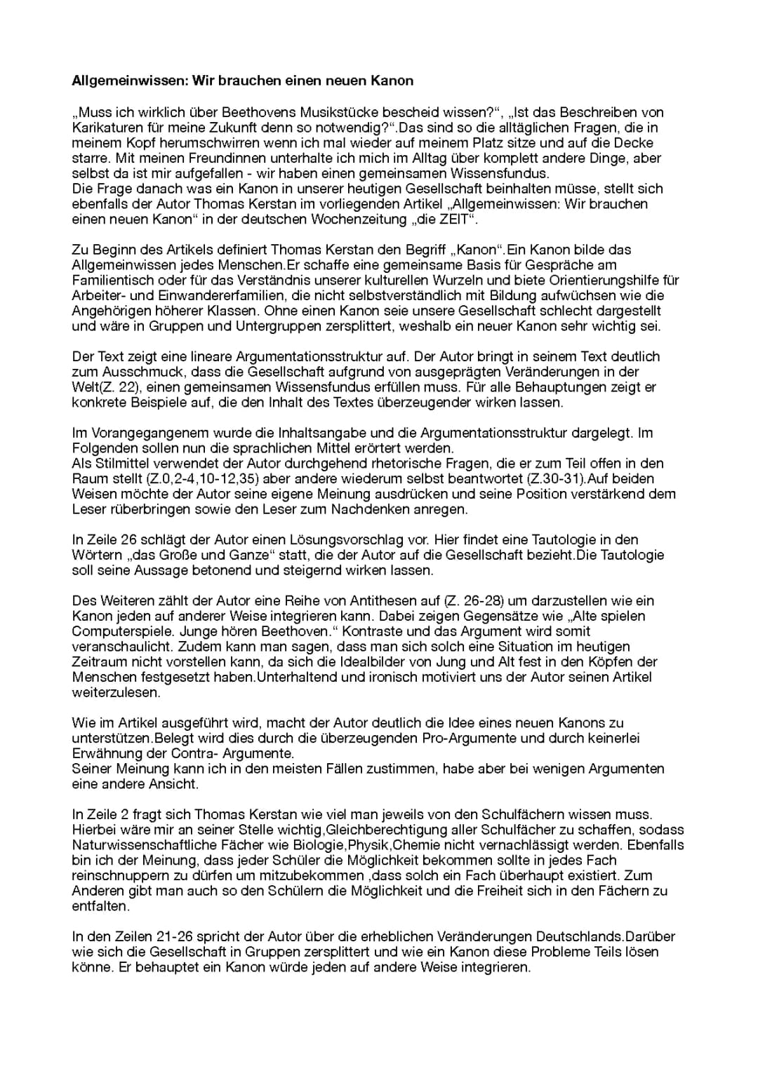 Braucht Bildung einen neuen Kanon? Ein Aufsatz